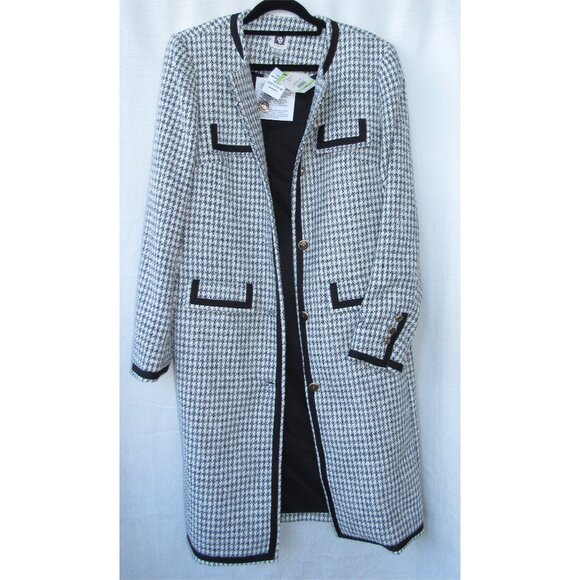 Anne Klein Women's Tweed Collarless Long Black/White Jacket / Size 4 / NWT - Picture 5 of 8